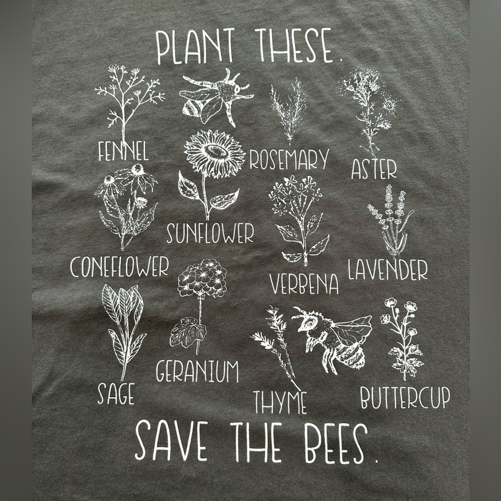 Botanical Save the Bees tee t-shirt L gray